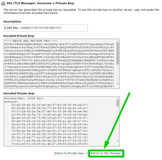 Οθόνη δημιουργίας private key για SSL στο plesk 11