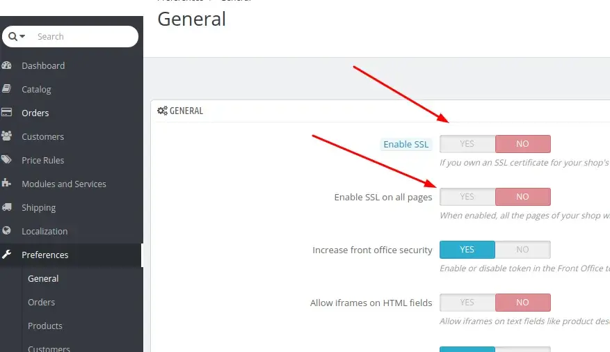 Ενεργοποίηση SSL στο Prestashop