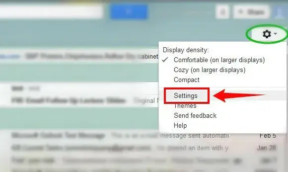 Επιλογή ρυθμίσεων λογαριασμού στο gmail