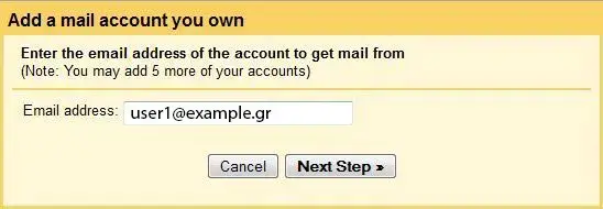 Φόρμα εισαγωγής διεύθυνσης email για προσθήκη στο Gmail