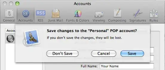 Αποθήκευση επιλογών στον POP λογαριασμό του mac email