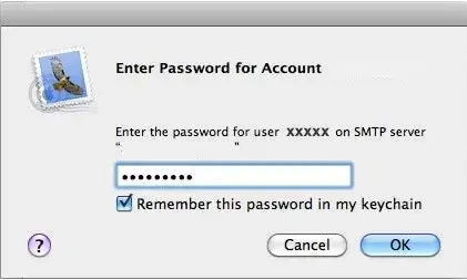 Οθόνη εισαγωγής password στο mac email 