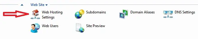 Οθόνη επιλογής ρυθμίσεων hosting στο plesk 9