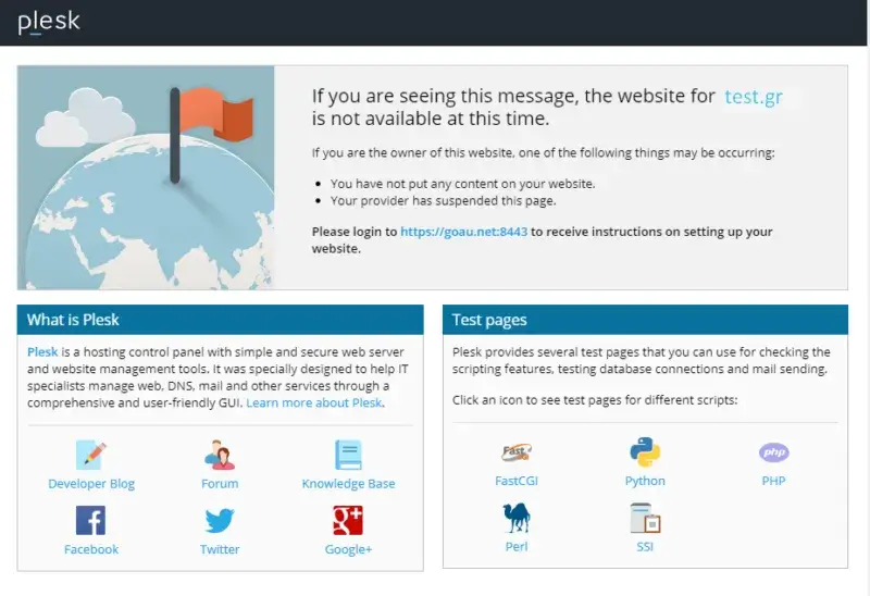 plesk web server default page