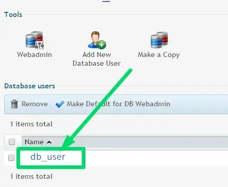 Επιλογή χρήστη database για επεξεργασία στοιχείων στο plesk 11