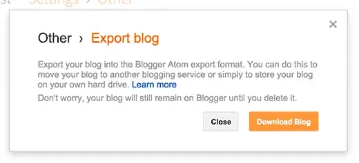 Οθόνη pop up λήψης αρχείων blogger blog 