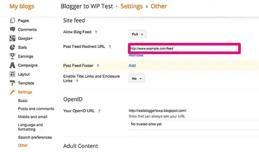 Επιλογή συνδέσμου ανακατεύθυνσης post feed στο Blogger