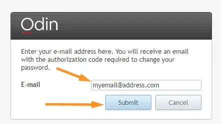 Εισαγωγή email εισόδου για ανάκτηση κωδικού πρόσβασης