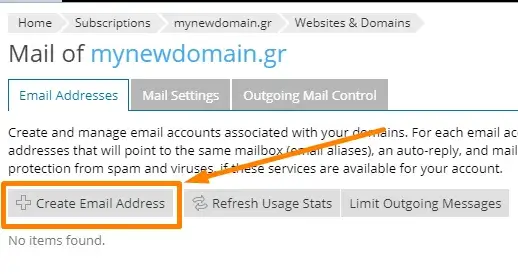 Δημιουργία email λογαριασμού στο πίνακα ελέγχου Plesk