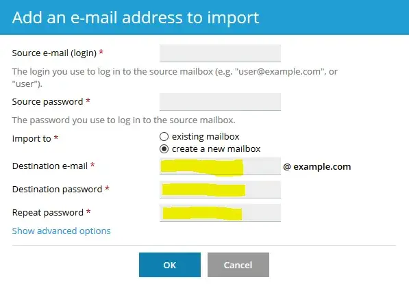 Δημιουργία νέου mailbox για εισαγωγή emails στο plesk panel