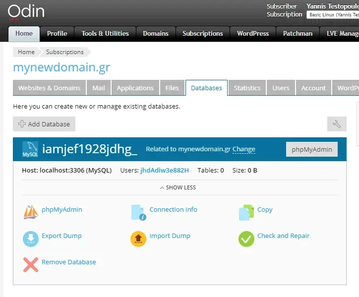 Διαχείριση βάσεων ΜΥSQL του hosting σου