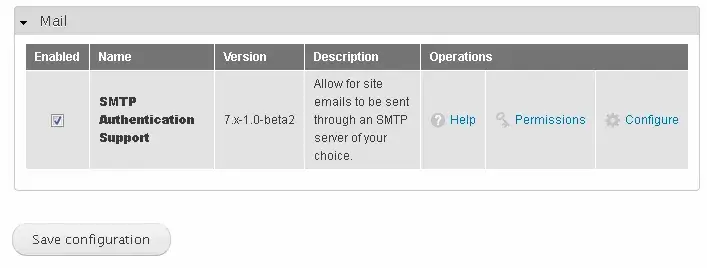 Ενεργοποίηση module SMTP authentication support στο drupal