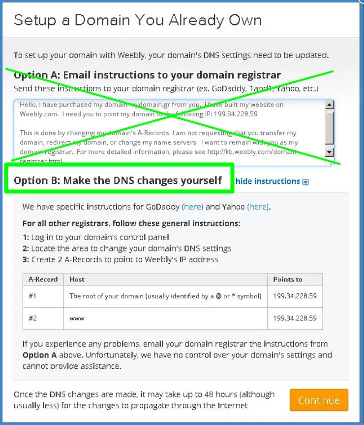 Ρυθμίσεις DNS στο weebly