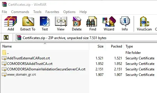 Unzip αρχειου SSL με το πρόγραμμα winRAR