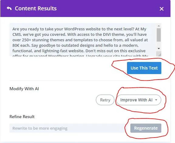 Βελτιστοποίηση κειμένων WordPress site με το DIVI AI