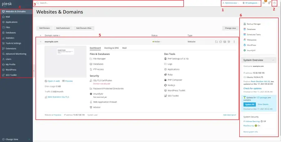 plesk interface
