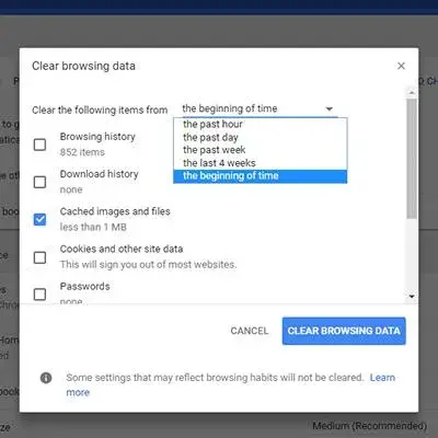 Εκκαθάριση cache στο browser Google Chrome