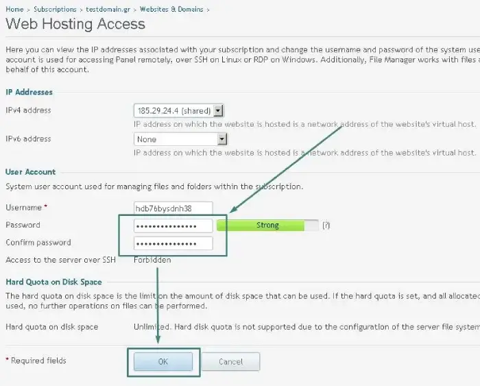Ορισμός password FTP λογαριασμών στο plesk 10/11
