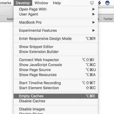 Επιλογές εκκαθάρισης cache στον browser Safari