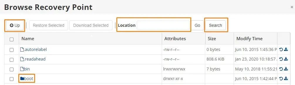 Browse Recovery Point Location Smart Backup