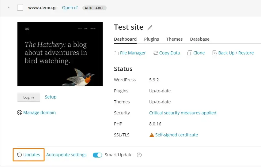 Ρύθμισε τις επιλογές των WordPress Smart Updates